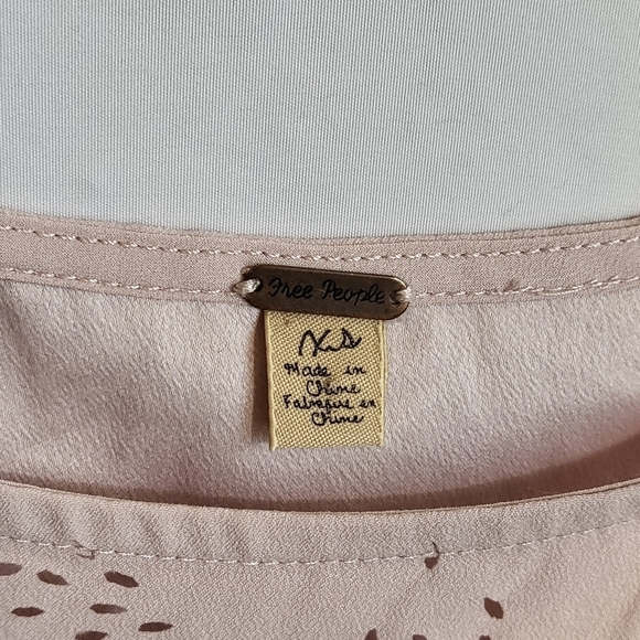 Free people pink babydoll laser cut pattern xs extra small crop spring top shirt - Picture 4 of 6